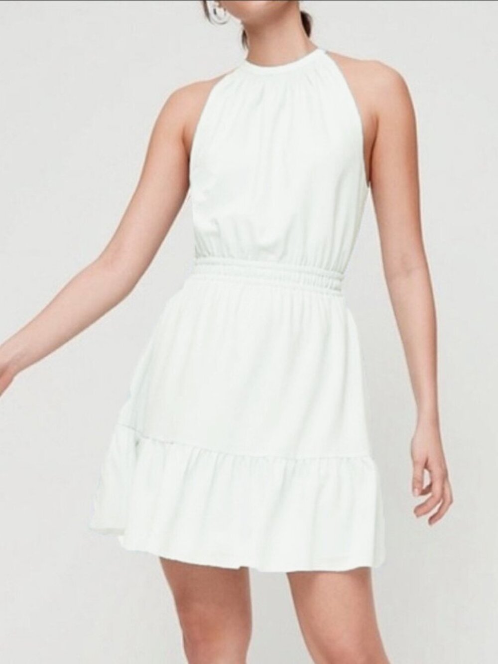 New Aritzia Effet Halter Mini Dress White Small $138